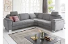 Rohová sedacia súprava s kreslom Omaha, šedá látka, s funkciami