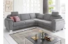 Rohová sedacia súprava s kreslom Omaha, šedá látka, s funkciami