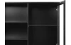 Vysoká skrinka s presklením Vienna, čierna/výplet