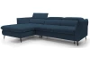 Rohová sedacia súprava Mango, námornícka modrá látka, ľavý roh