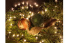 Vianočná ozdoba Hnedá guľa so stromčekmi 7 cm, sklo
