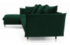 Rohová sedacia súprava Glam, tmavo zelená látka, ľavý roh