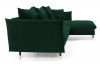 Rohová sedacia súprava Glam, tmavo zelená látka, pravý roh