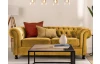 Pohovka Chesterfield, horčicovo žltá látka