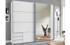 Šatníková skriňa so zrkadlom Emden, 225 cm, biela