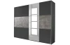 Šatníková skriňa Prenzlau, 218 cm,tmavá sivá / sivý betón