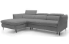 Rohová sedacia súprava Mango, stredne šedá látka, ľavý roh