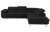Rohová sedacia súprava Lotos, čierna tkanina, pravý roh