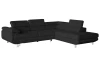 Rohová sedacia súprava Lotos, čierna tkanina, pravý roh
