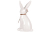 Veľkonočná dekorácia Soška zajac s pierkom, 19 cm, biela