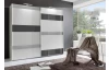 Šatníková skriňa Monaco, 225 cm, biela/sivé sklo