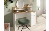 Toaletní stolík s guľatým zrkadlom Vanity, biely/dub artisan