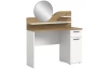 Toaletní stolík s guľatým zrkadlom Vanity, biely/dub artisan