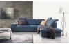 Rohová sedacia súprava Aldon, denimovo modrá tkanina, pravý roh