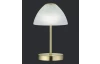 Stolná LED lampa Queen 24 cm, matná mosadz/biele sklo