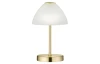 Stolná LED lampa Queen 24 cm, matná mosadz/biele sklo