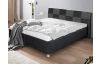 Posteľ Nice 180x200 cm, čierna ekokoža/sivá tkanina, bez matracov