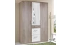 Šatníková skriňa so zrkadlom Click, 135 cm, dub sonoma/biela
