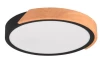 Stropné LED osvetlenie Jano 31 cm,drevo/čierny kov, okrúhle