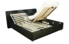 Posteľ Nice 180x200 cm, čierna ekokoža/šedá tkanina, s matracmi
