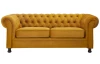 Pohovka Chesterfield, horčicovo žltá látka