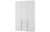 Šatníková skriňa so zásuvkami New York D, 135 cm, biela / biely lesk