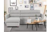 Rohová sedacia súprava Livia, svetlo šedá látka, ľavý roh