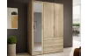Šatníková skriňa so zrkadlom Vesala, 135 cm, dub mauvella