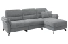 Rohová sedacia súprava Kos, holubia sivá látka, pravý roh, s elektrickým polohovaním