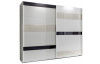 Šatníková skriňa Mondrian, 225 cm, biela / sivá / béžová