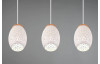 Závesné stropné osvetlenie Bidar 71 cm, biely kov/drevo, 3 svietidlá