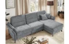 Rohová sedacia súprava Kos, holubia sivá látka, pravý roh, bez polohovania