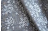 Vianočná dekoračná látka Snehové vločky 28x150 cm, strieborná