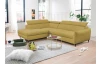 Rohová sedacia súprava Othello, horčicovo žltá látka, ľavý roh