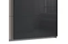 Šatníková skriňa so zásuvkami Tilburg, 225 cm, šedá sahara/čierne sklo