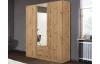 Šatníková skriňa so zrkadlom Case, 136 cm, dub artisan