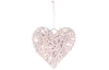 Závesná dekorácia Prútené srdce, biele