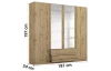 Šatníková skriňa so zrkadlom Case, 181 cm, dub artisan