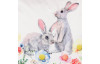 Dekoračná obliečka na vankúš Veľkonočný motív - zajačikovia na lúke, 45x45 cm