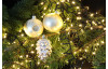 Vianočná ozdoba sklenená guľa 7 cm, pichaná béžová