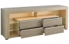 TV stolík Goal, béžová kašmír/dub riva, s osvetlením