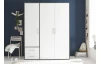 Šatníková skriňa Valencia,155 cm, optika šedého kovu/biela