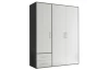 Šatníková skriňa Valencia,155 cm, optika šedého kovu/biela