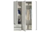 Šatníková skriňa Valencia,155 cm, optika šedého kovu/biela