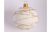Vianočná ozdoba Guľa s korálkami, biele sklo, 7 cm