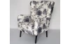 Kreslo s taburetom Canto, šedý kvetinový motív