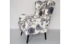 Kreslo s taburetom Canto, šedý kvetinový motív