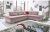 Rohová sedacia súprava Spotlight, ružová látka, pravý roh, s funkciami