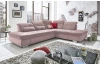Rohová sedacia súprava Spotlight, ružová látka, pravý roh, s funkciami
