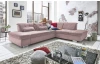 Rohová sedacia súprava Spotlight, ružová látka, pravý roh, s funkciami